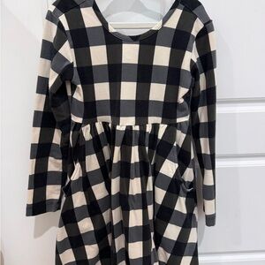 Hanna Andersson Black and Cream Checkered Kids Dress